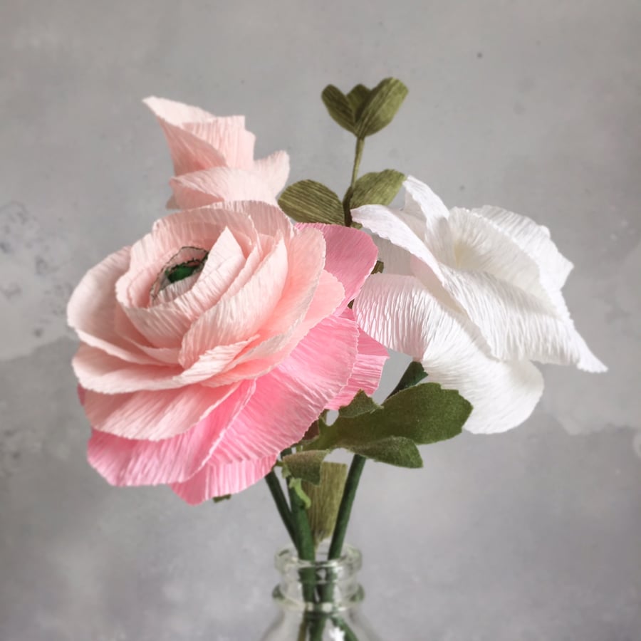 Desk Posy - a trio of paper flowers