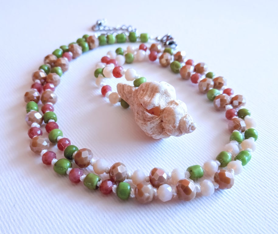 Hand-knotted oyster drill shell necklace 