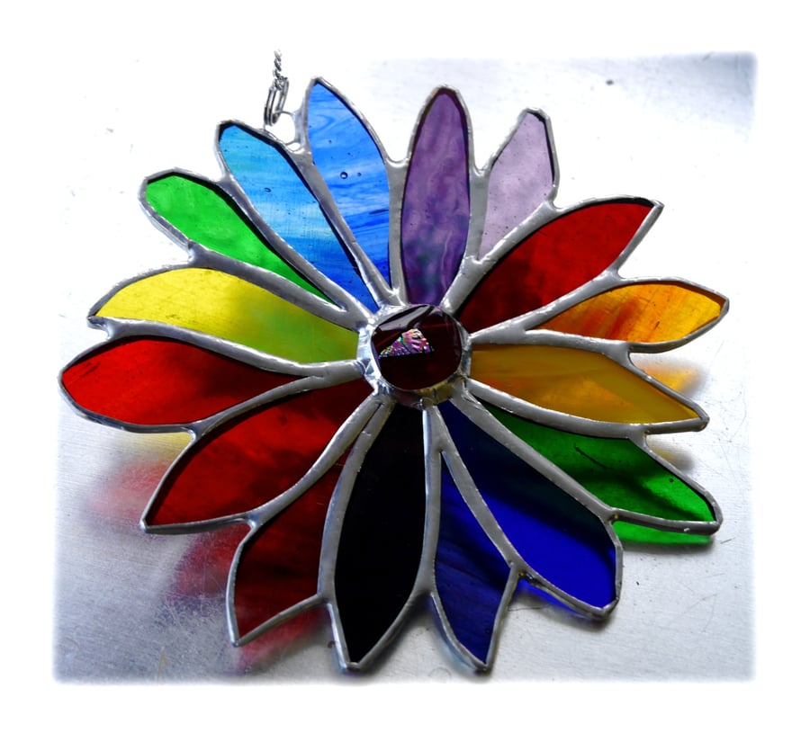 Rainbow Flower Stained Glass Suncatcher 054
