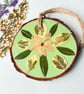 Real Pressed Leaves Autumnal Wood Slice – Hand Painted Rustic Hanging Décor - Image 3