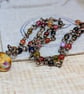 Multicoloured agate necklace with copper wirework and glass pendant  - Image 6
