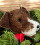 Needle felted Dog head bauble, brindled staffie, christmas decoration, pet gift - Image 1