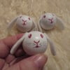 SALE 3x Bunny Rabbit Christmas Tree Baubles Decorations Wood Wooden Hand Painted
