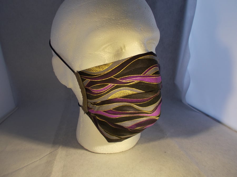 Adult Face Covering - purple and gold