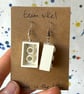 Upcycled White 2x3 Lego Earrings - Silver Plate Tarnished - Super Seconds - Image 6