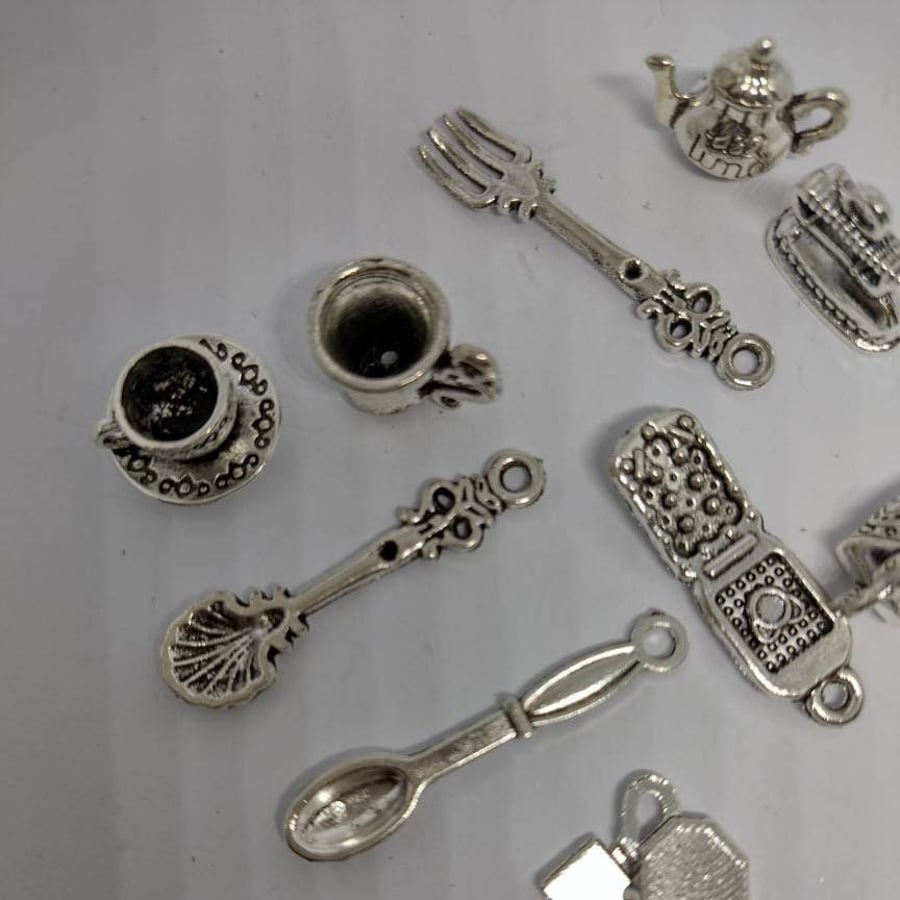 Silver Charms HOUSEHOLD Silver Jewellery Making x 10 pieces