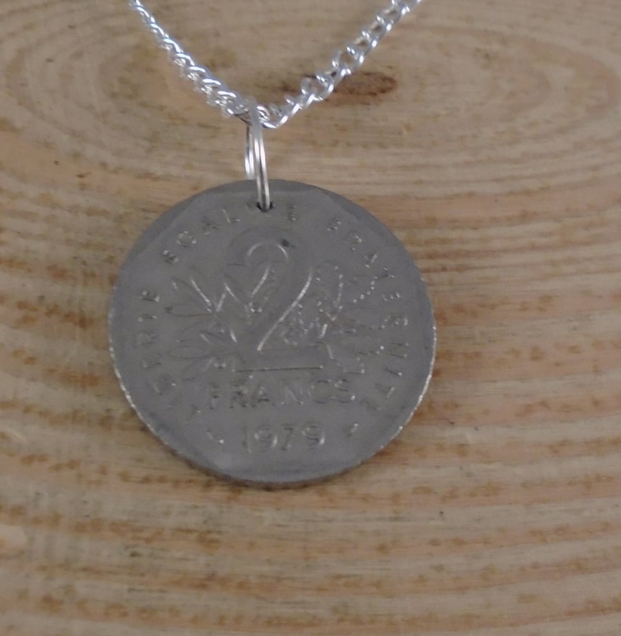 Upcycled Two Franc Coin Necklace SPN091906