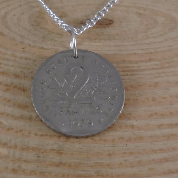 Upcycled Two Franc Coin Necklace SPN091906