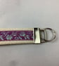 Floral key fob, Mauve wristlet key ring, Handmade - Image 7