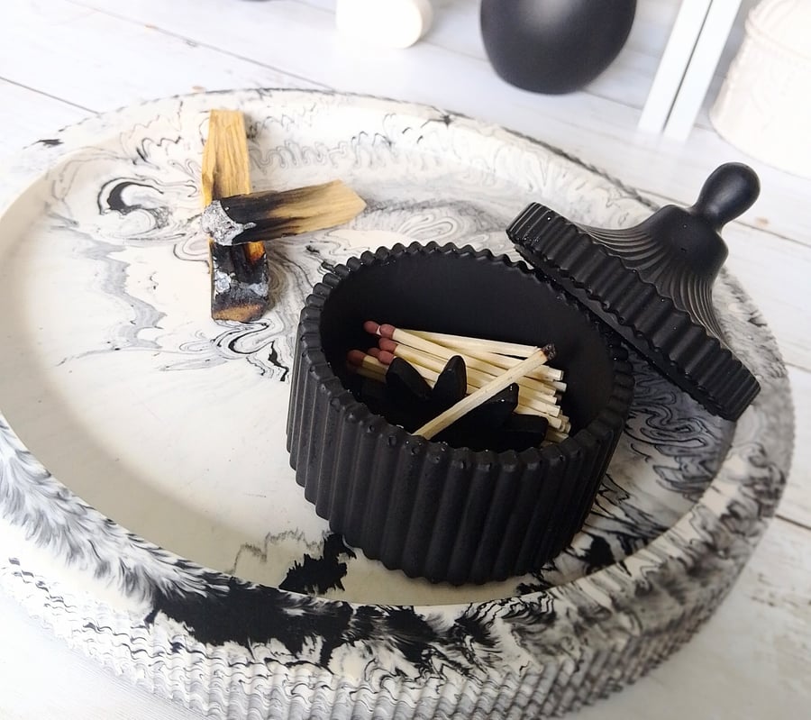 The Black Vestal  Lidded Match Jar