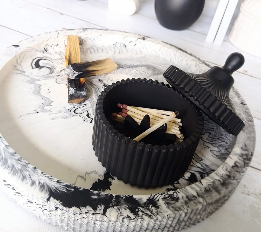 The Black Vestal  Lidded Match Jar