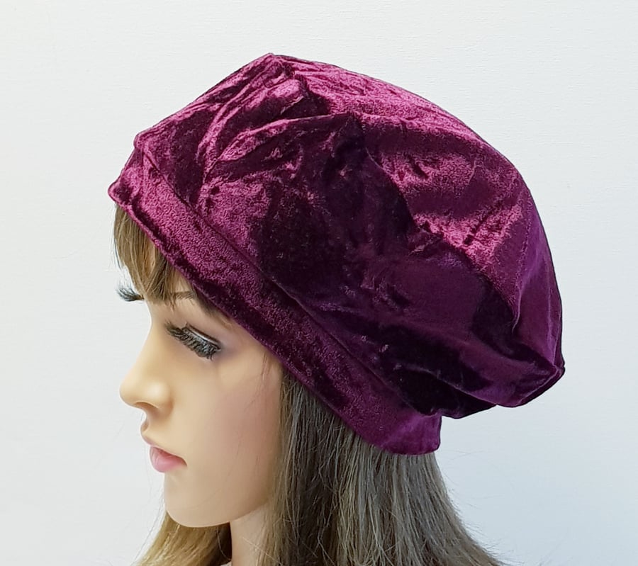 Velvet beret for women, lined tam, spring autumn french style hat
