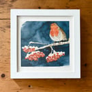 'Robin & Rowanberries' framed limited edition giclée print