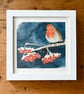 'Robin & Rowanberries' framed limited edition giclée print