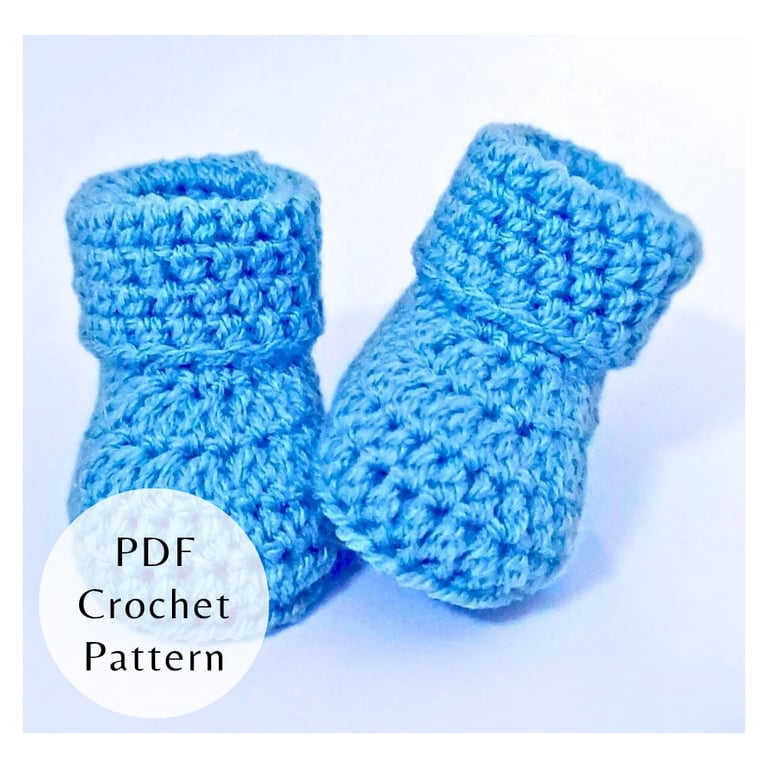 Simple Crochet Baby Booties Pattern – UK & US Terms – Newborn to 6 Months