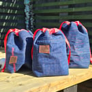 Denim drawstring gift bags, Jeans decorations, Treats bag, Home décor