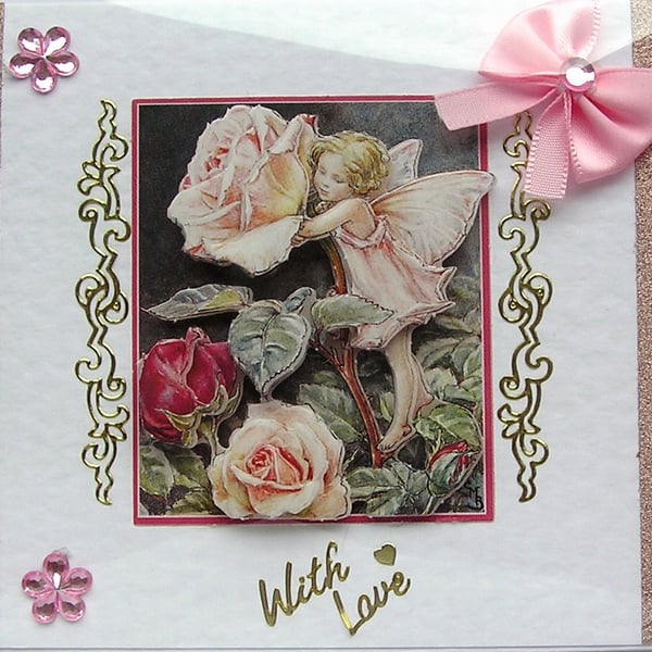 Fairy Hand Crafted 3D Decoupage Greeting Card - With Love (2535)