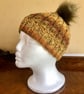 Cabled, Hand Knitted Hat 3 with removable pom pom (Aran) - Small - Image 2