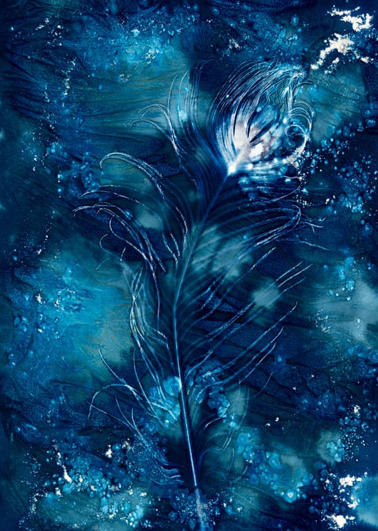 Peacock Feather 2 Cyanotype Card