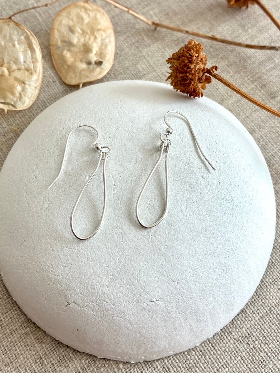 Elegant Tear-drop Shaped Earrings in Sterling Silver