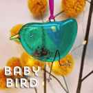 BABY Fused Glass Emerald Bird