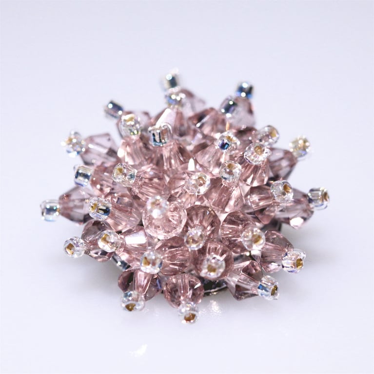 Beautiful Pale Pink Crystal Bead Brooch - UK Free Post