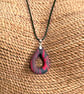 Deep Red and Black Marbled Glasses Holder Necklace Teardrop Pendant