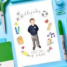 A4 First Day of School Custom Watercolour Illustration