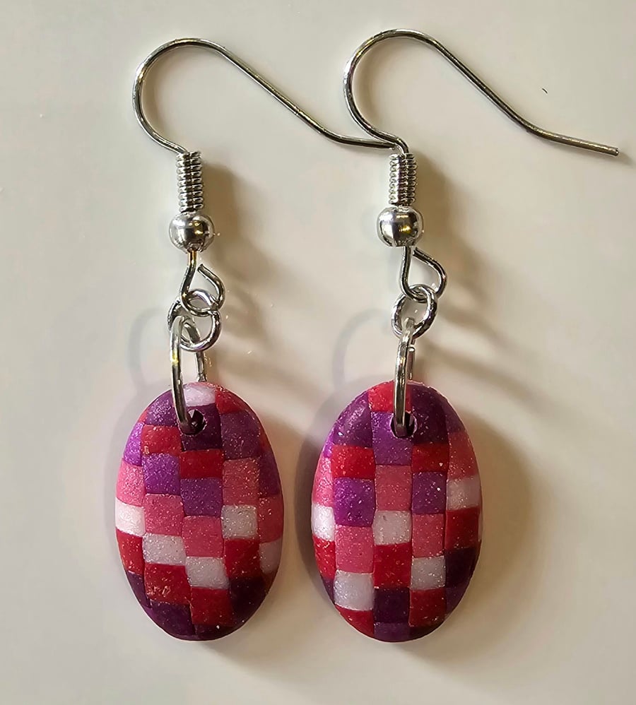Quilt style polymer clay earrings