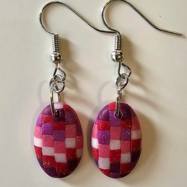 Quilt style polymer clay earrings