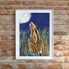 Moon Gazing Hare Art Print 
