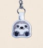 Kawaii Sloth Keyring - Embroidered Faux Leather Animal Bag Charm