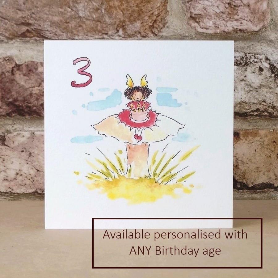 Birthday Card Fairy Toadstool - Personalise with any Birthday age.