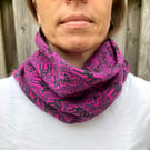 Merino lambswool donkey cowl (magenta and charcoal)
