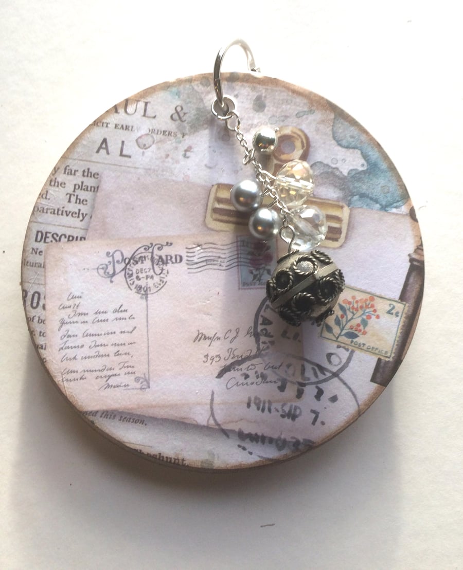 Round Journal in Vintage colours with Beaded Ta... - Folksy