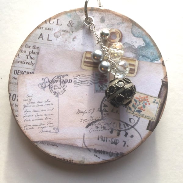 Round Journal in Vintage colours with Beaded Ta... - Folksy
