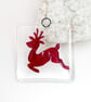 Fused Glass Copper Reindeer Hanging - Image 1