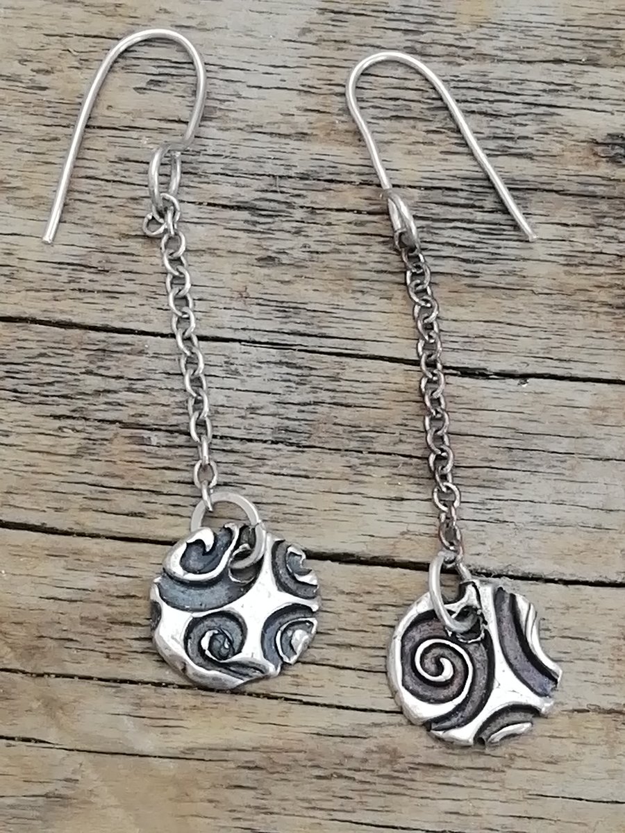 Earrings Swirl in Fine Silver 