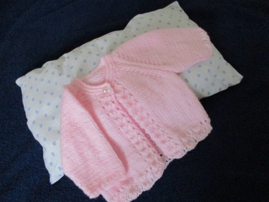 14" Baby Pink Lace Edge Cardigan