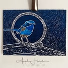 Blank Card with Envelope - Fine Art Design - Blue Fairy Wren