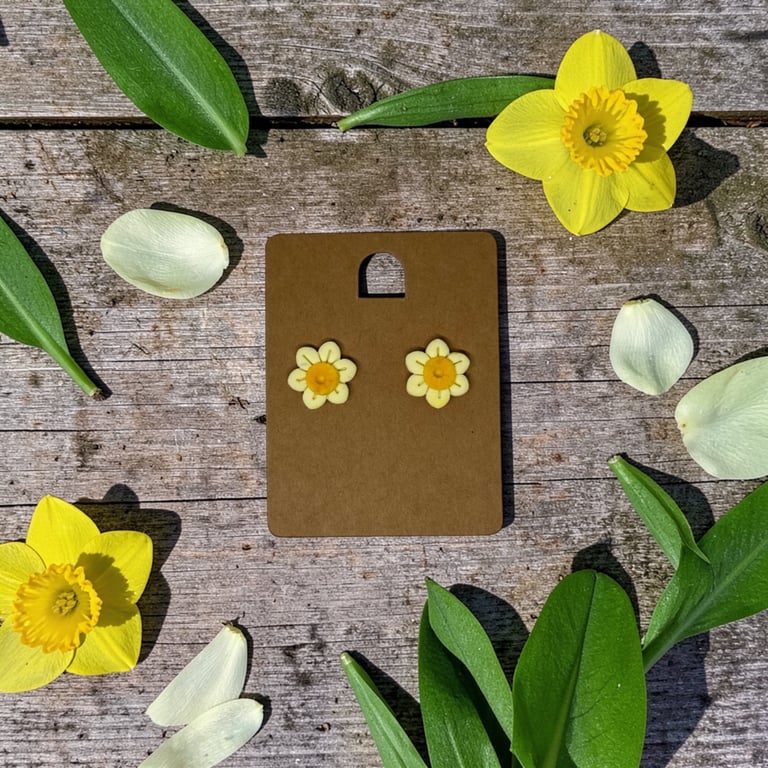 Handmade daffodil  polymer clay stud earrings