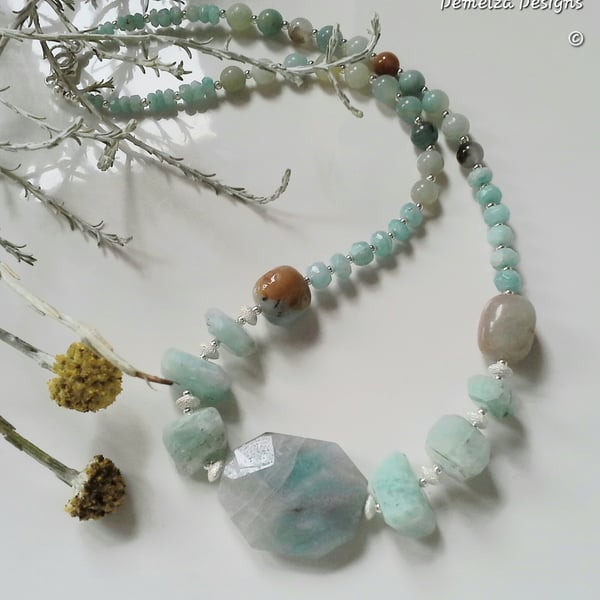 254ct Russian Amazonite Sterling Silver Necklace