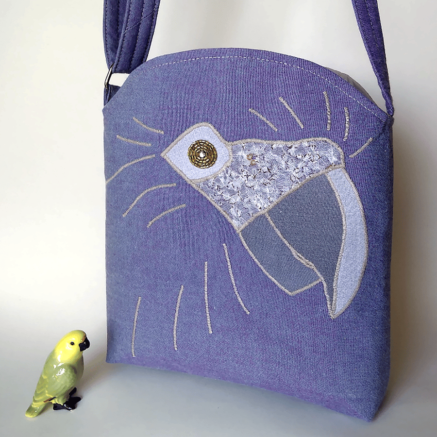 Blue crossbody bag inspired by Spix Macaws Folksy