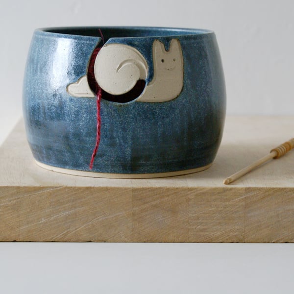 Made to Order - The happy snail yarn bowl, hand thrown pottery yarn bowl