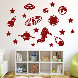 Galaxy Space Man Astronaut Bedroom Wall Vinyl Sticker Collection Solar System 