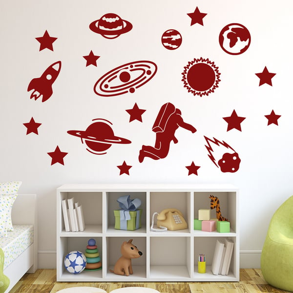 Galaxy Space Man Astronaut Bedroom Wall Vinyl Sticker Collection Solar System 