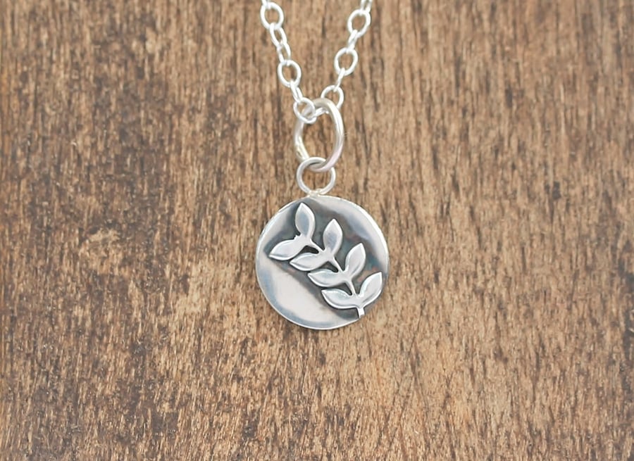 Silver Floral Necklace - Rowan Leaf Necklace - Silver Rowan Necklace 