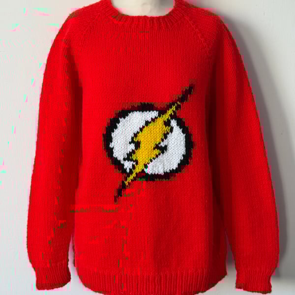 Flash Superhero Hand knitted Sweater For Grown Ups