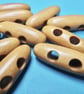 10 Light BrownToggle Duffle  4cm Wood Buttons  2 holes - Image 1