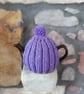 Small Tea Cosy for 2 Cup Tea Pot, Purple Tweed, Hand Knitted